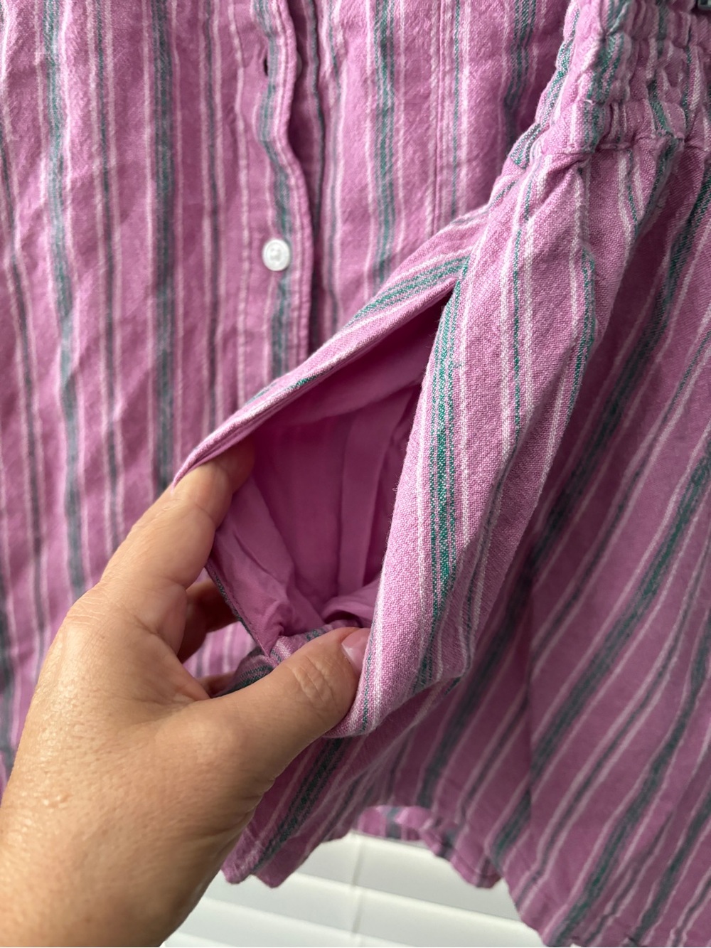 ANTHROPOLOGIE NWOT Striped Pink Button-Up Shirt & Matching Shorts Set - Picture 2 of 4